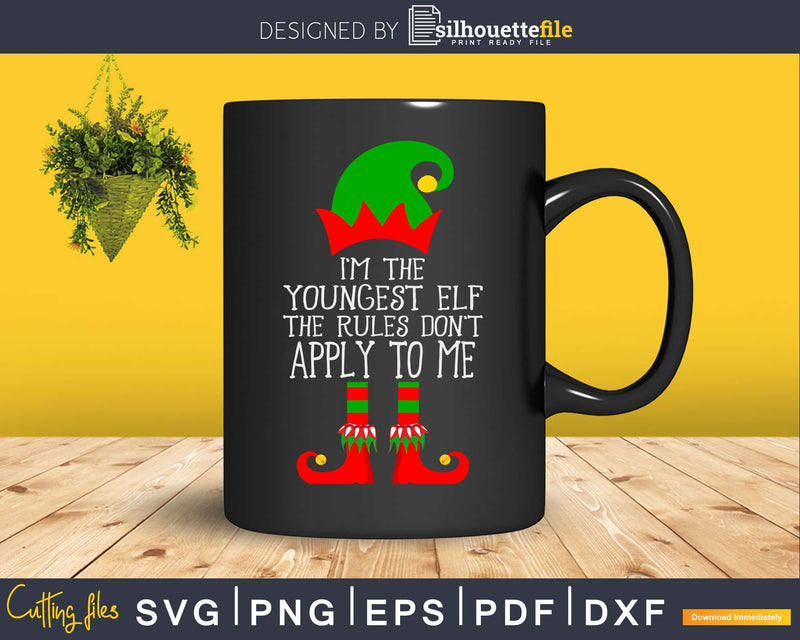 I’m the youngest elf svg png dxf cricut craft cut files