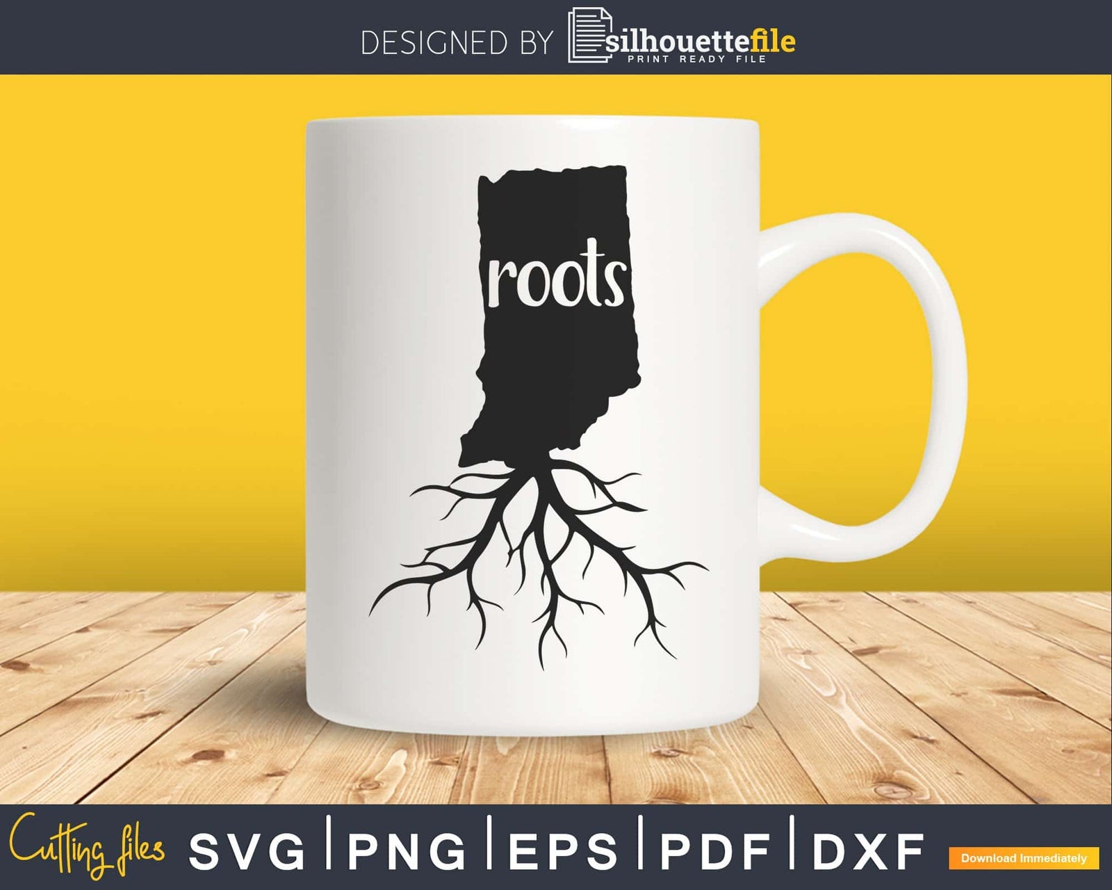 Indiana IN Roots Home Native Map silhouette cricut cut svg | Silhouettefile