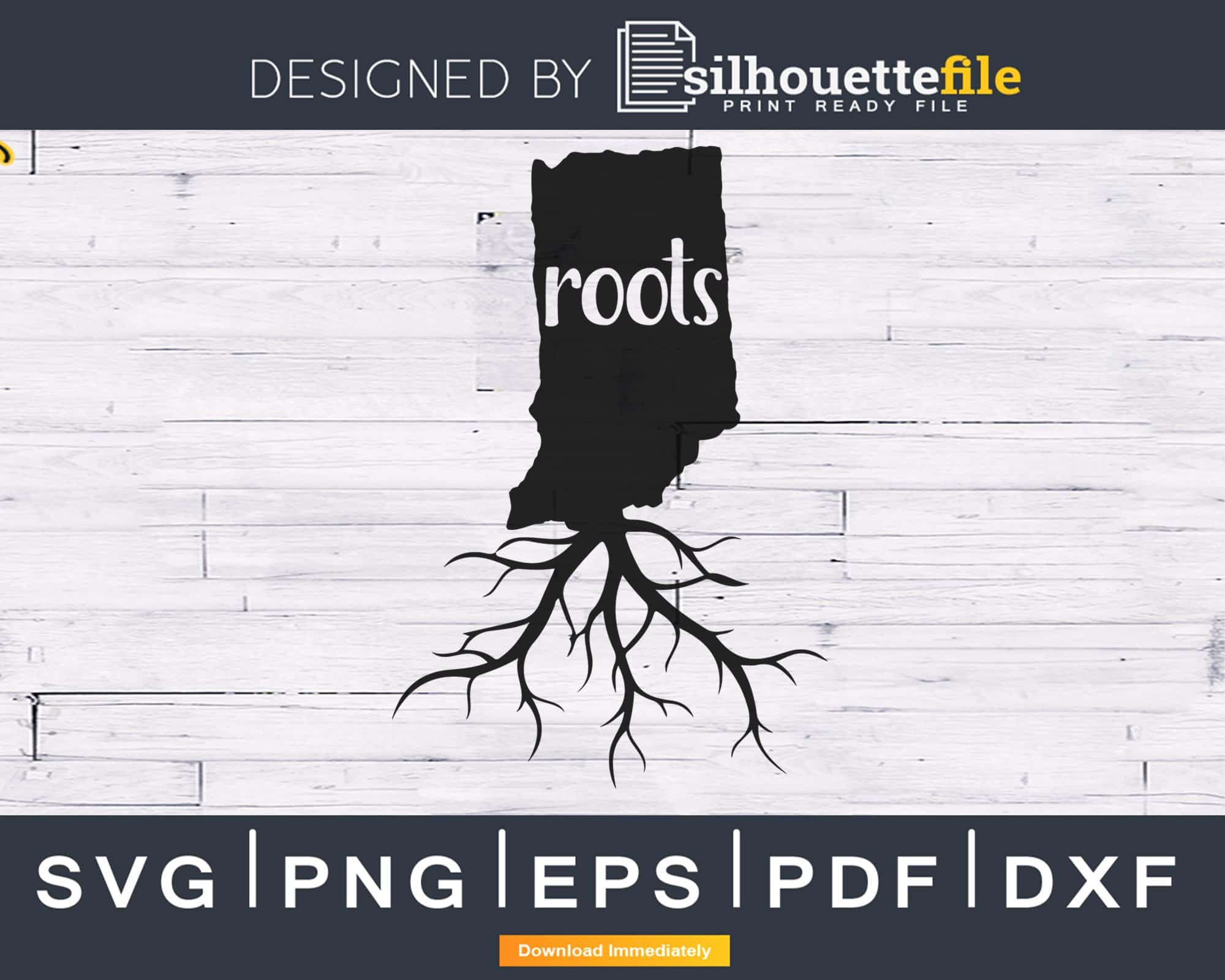 Indiana IN Roots Home Native Map silhouette cricut cut svg | Silhouettefile
