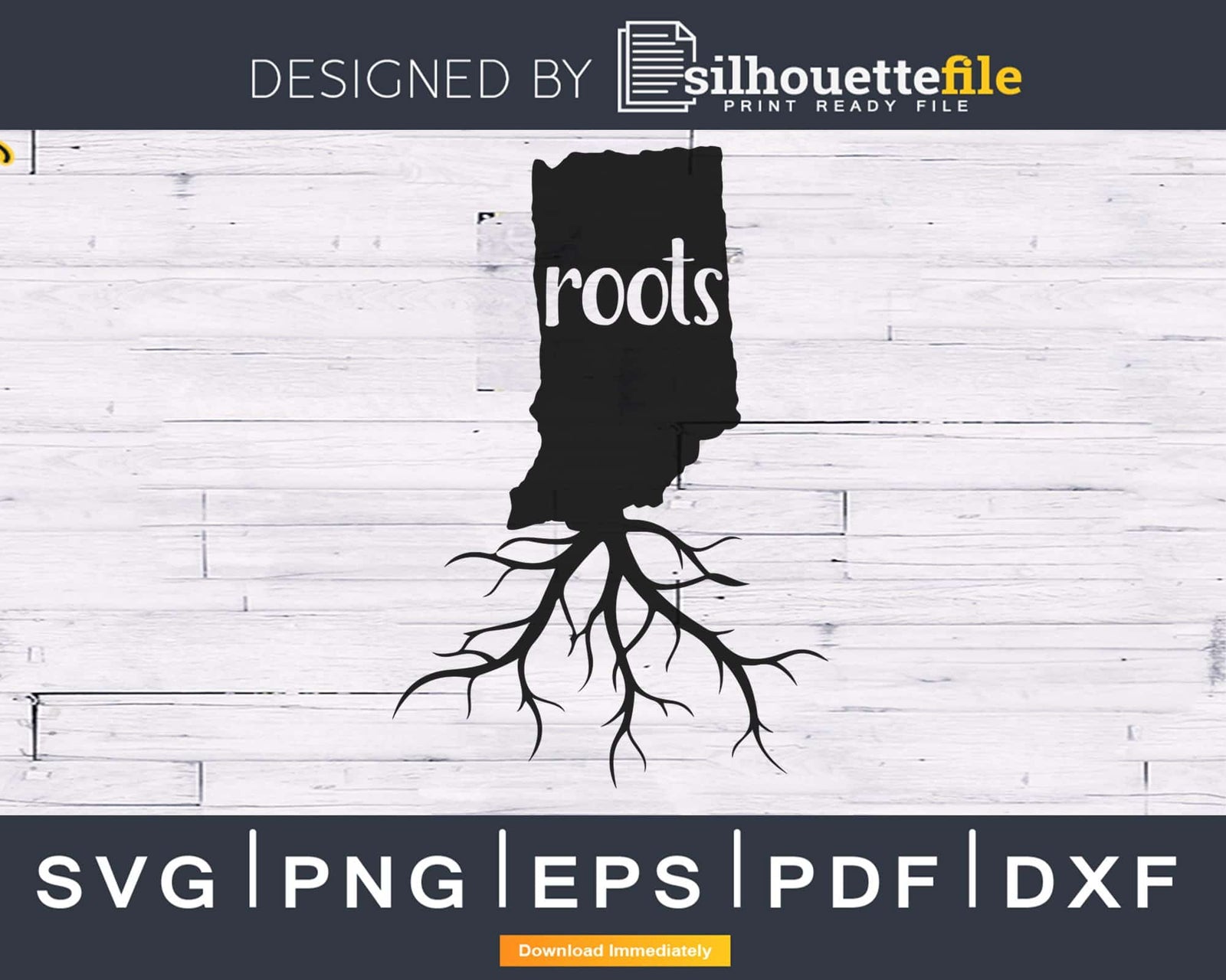 Indiana IN Roots Home Native Map silhouette cricut cut svg | Silhouettefile