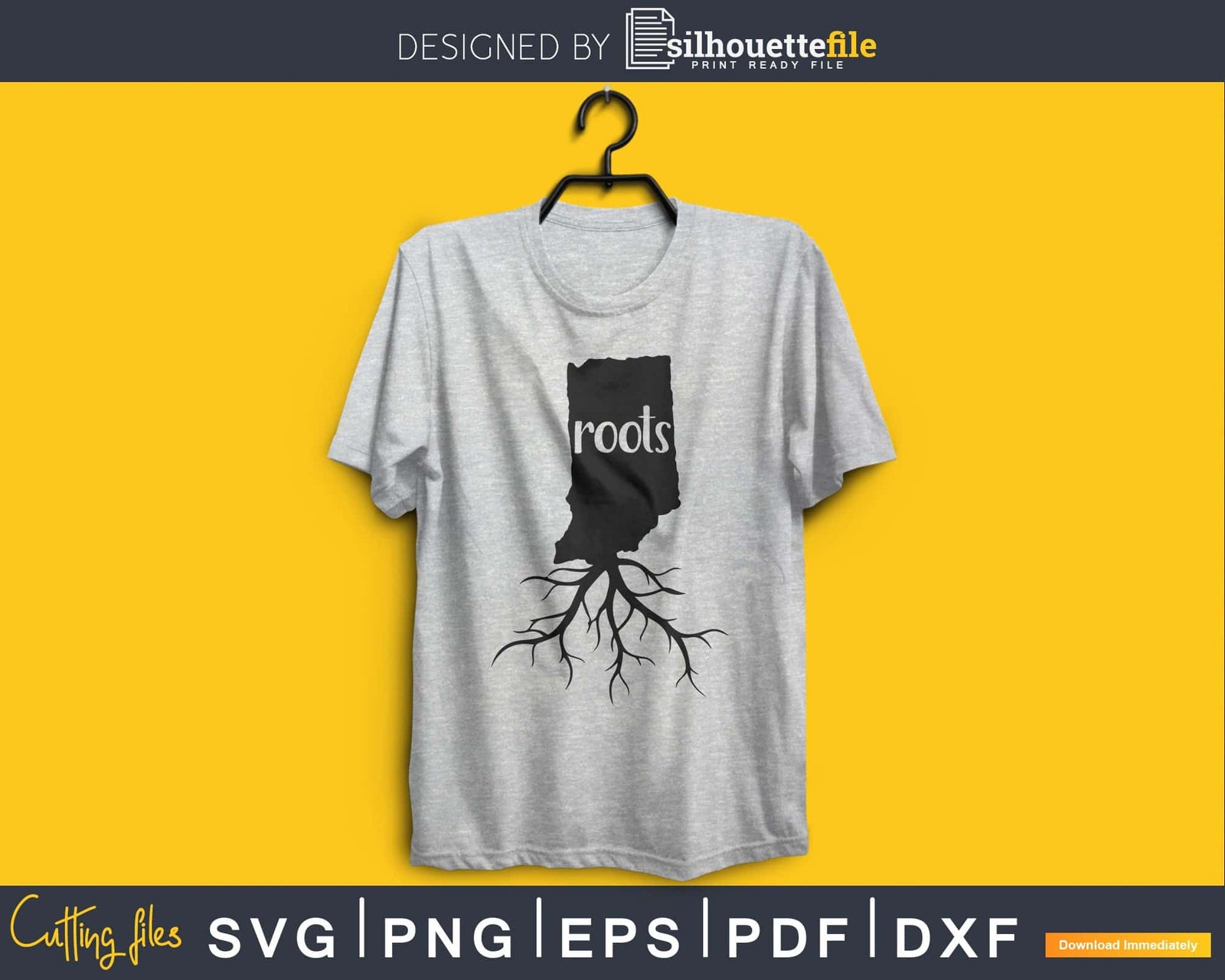 Indiana IN Roots Home Native Map silhouette cricut cut svg | Silhouettefile