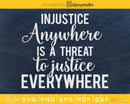 Injustice anywhere is a threat to justice everywhere svg