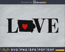 Iowa IA Love Home Heart Native Map silhouette svg cutting