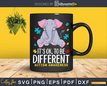 It’s OK To Be Different Elephant Autism Awareness Svg Dxf