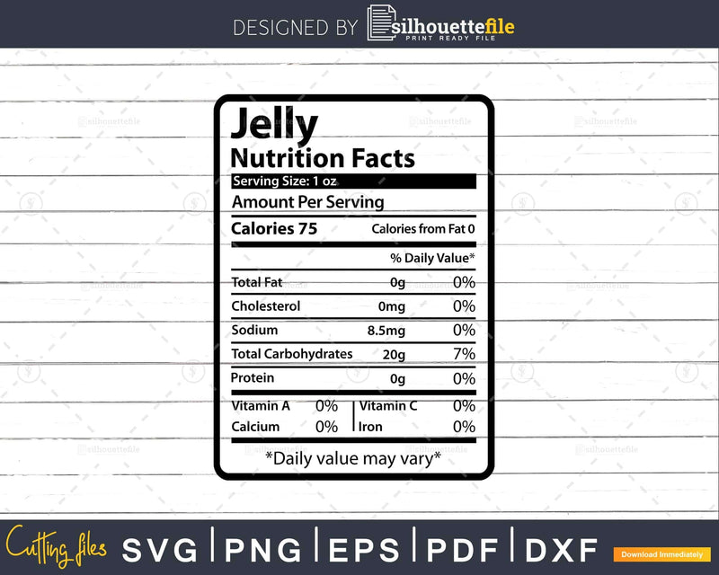 Jelly Nutrition Facts Funny Thanksgiving Christmas Svg Png