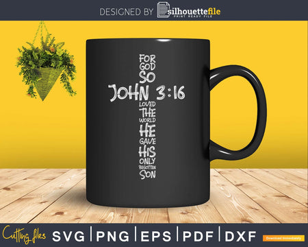 John 3:16 Christian Cross Religious Bible Verse svg png dxf