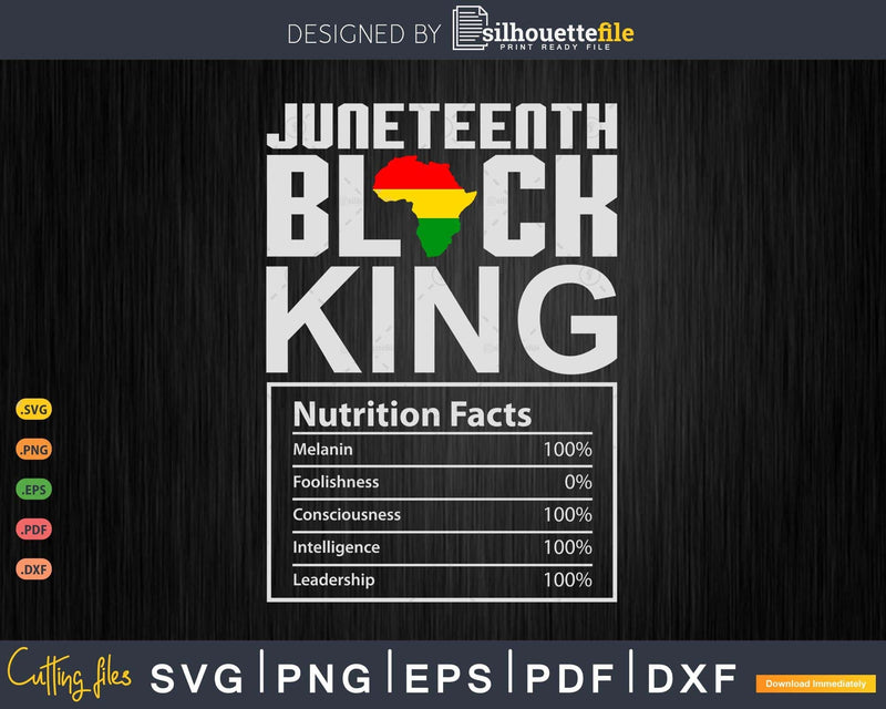 Juneteenth Black King Nutrition Facts Melanin Dad Fathers