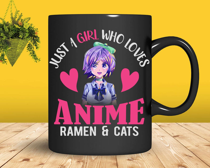 Just a Girl Who Loves Anime Ramen and Cats Kawaii Manga Png