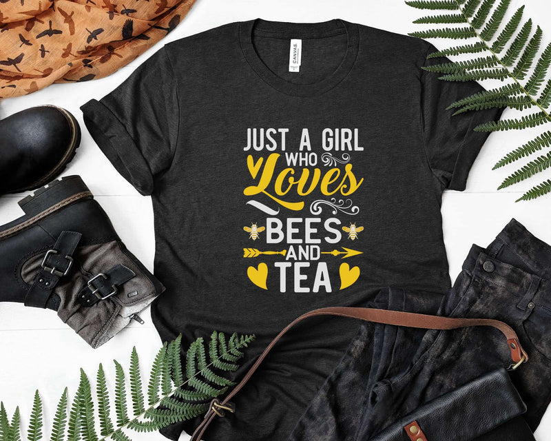 Just A Girl Who Loves Bees And Tea shirt svg designs