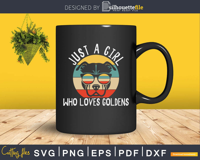 Just A Girl Who Loves Goldens Retro Style Svg Printable