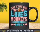 Just A Girl Who Loves Monkeys And Corgis Svg Png Digital