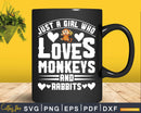 Just A Girl Who Loves Monkeys And Rabbits Svg Png Digital
