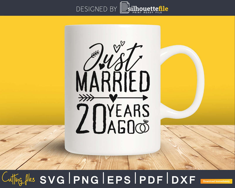 Just married 20 years ago heart Anniversary wedding SVG PNG