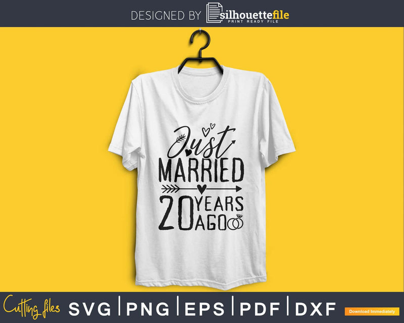 Just married 20 years ago heart Anniversary wedding SVG PNG