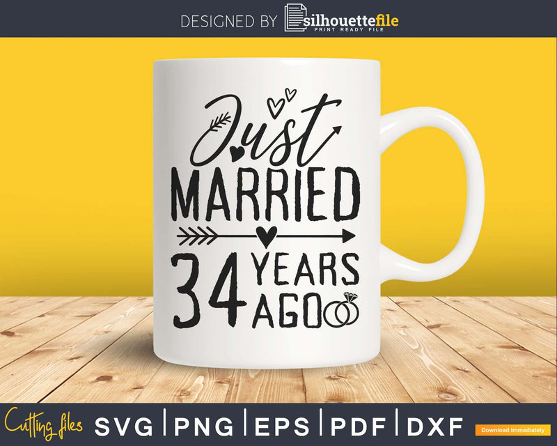 Just married 34 years ago Wedding Anniversary svg png dxf