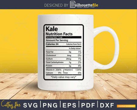 Kale Nutrition Facts Funny Thanksgiving Christmas Svg Png