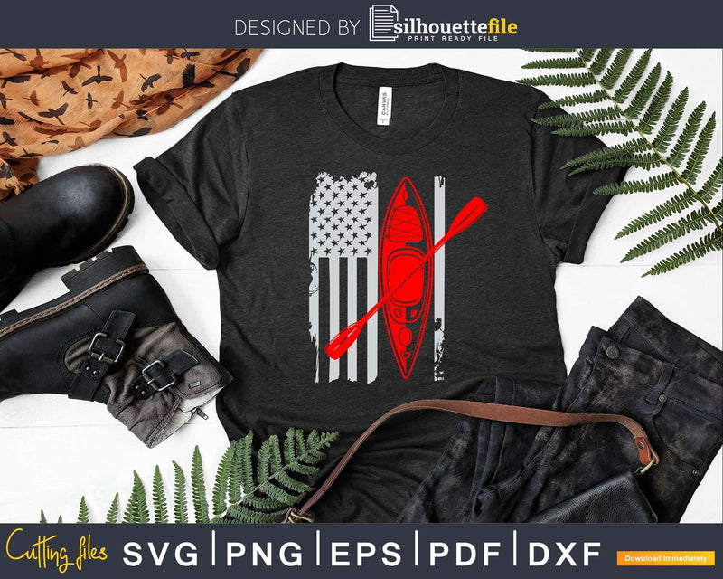 Kayak American Flag Svg Digital Art Cut Files