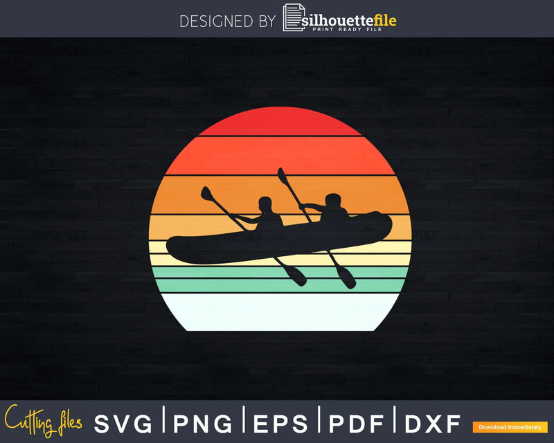 Kayaking or Canoeing Retro Vintage Svg Dxf Digital Cut Files