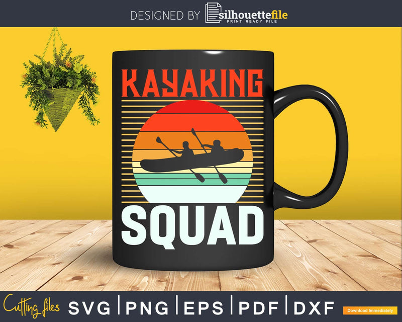 Kayaking Squad Retro Sunset Svg Dxf Cut Files