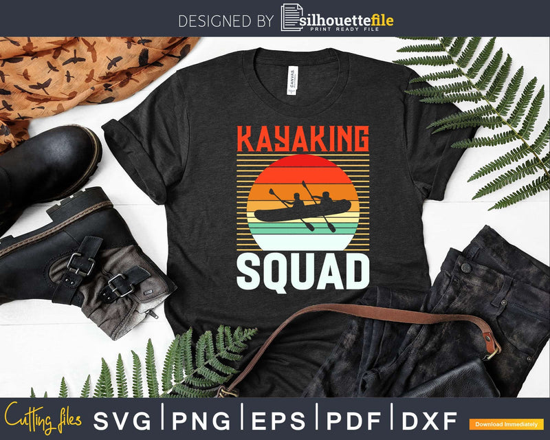 Kayaking Squad Retro Sunset Svg Dxf Cut Files