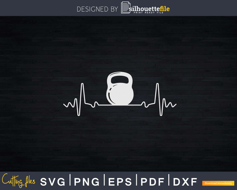 Kettlebell Frequency Heartbeat Svg Dxf Cricut Cut Files