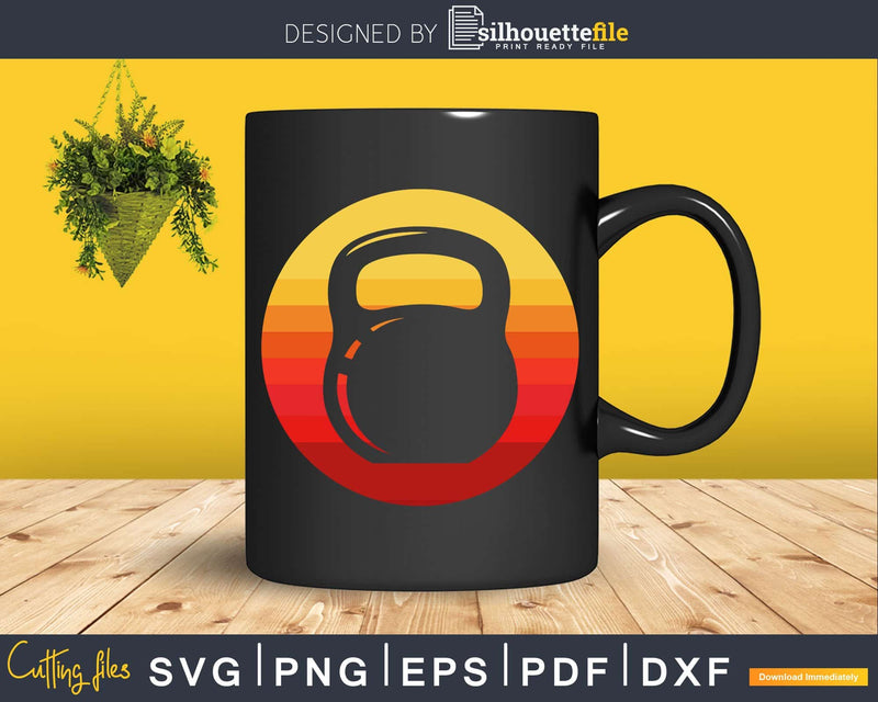 Kettlebell Funny Workout Retro Vintage Svg Dxf Cricut Cut