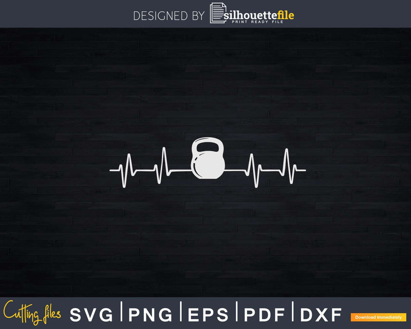 Kettlebell Heartbeat Svg Instant Download Cut Files