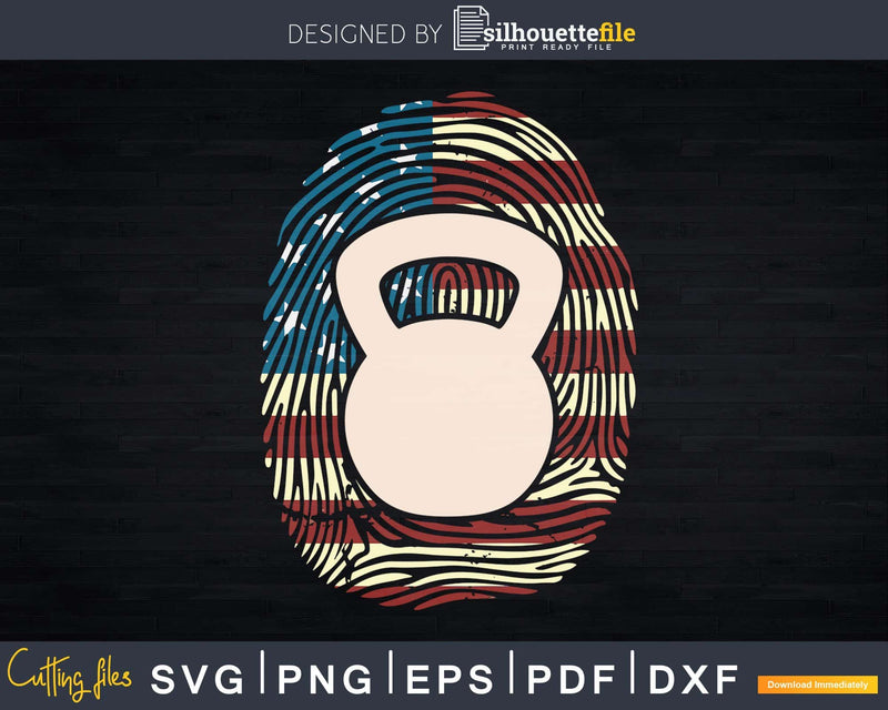 Kettlebell US American Flag Workout DNA Svg Dxf Cut Files