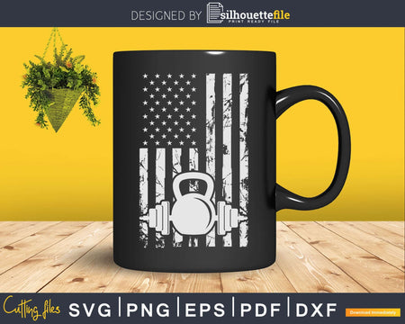 Kettlebell USA American Flag Svg Dxf Cut Files