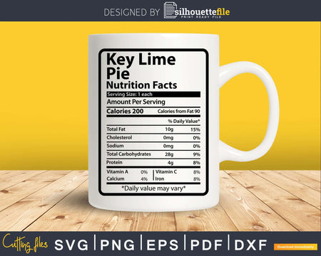 Key Lime Pie Nutrition Facts Funny Thanksgiving Christmas