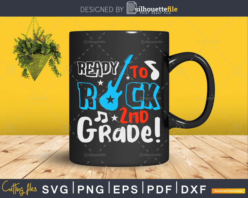 Kids Ready To Rock 2nd Grade Guitar Back School svg cut