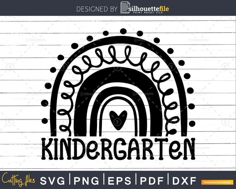 Kindergarten Rainbow SVG Back to School Teacher Digital Cut