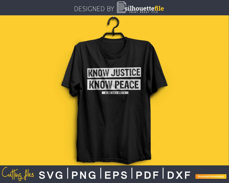 Know Justice Peace Black Lives Matter svg craft cut file