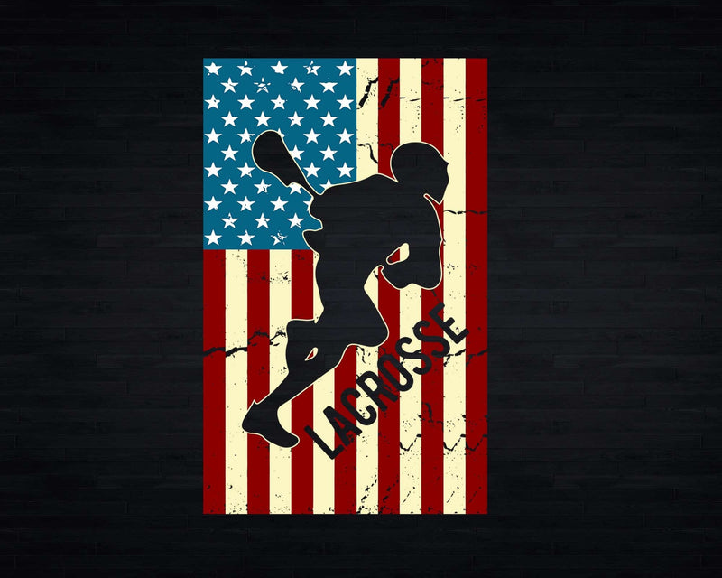 Lacrosse American Flag Player July 4th Svg Png Cricut Files