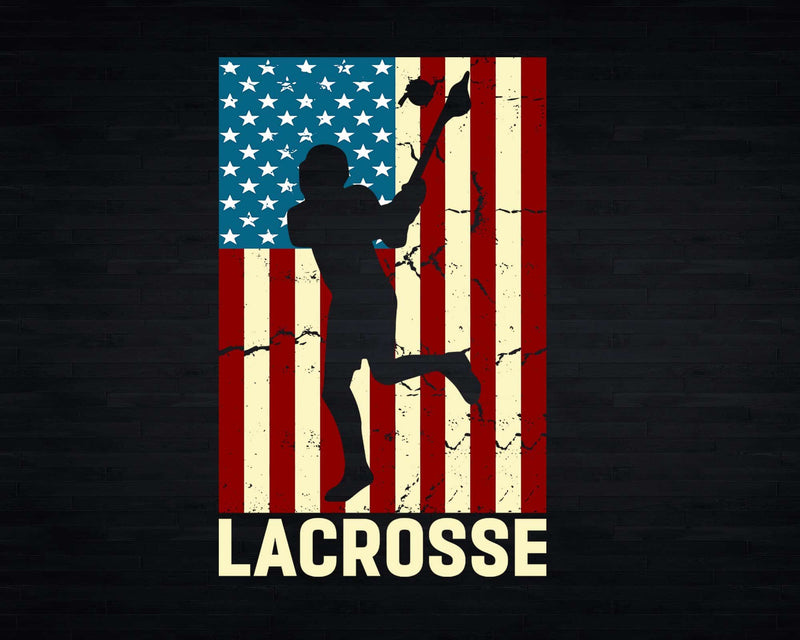 Lacrosse American Flag USA Fan Vintage Retro Svg Png Cricut
