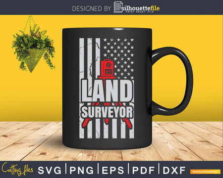 Land Surveying American Flag Funny Surveyor T-shirt Svg Cut