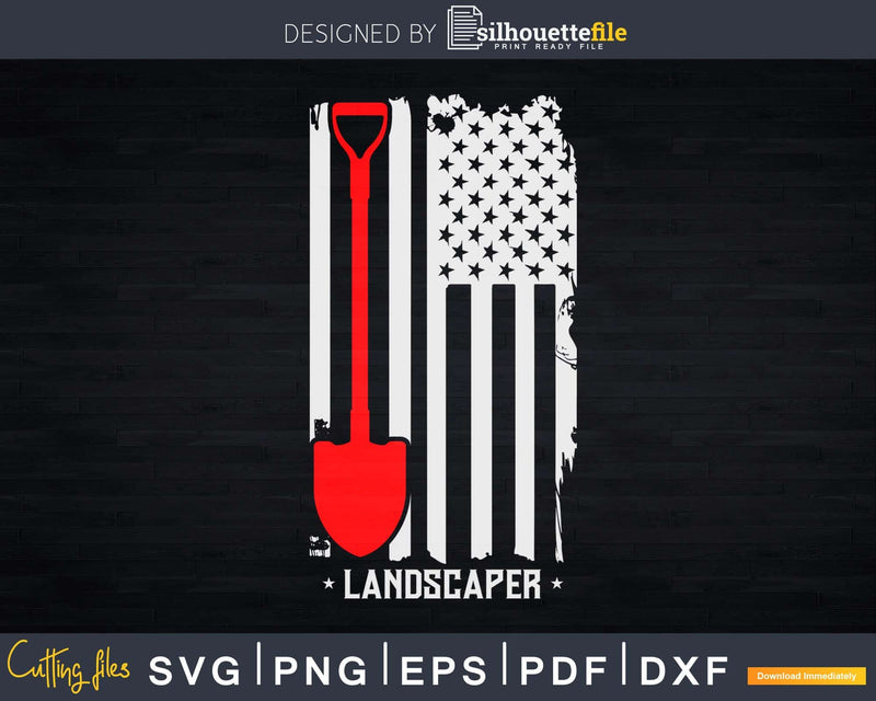 Landscaper Landscaping Gardener Gardening American Flag Svg