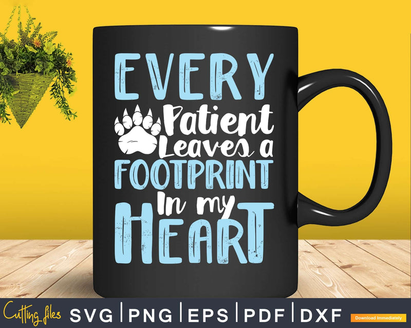 Leaves Footprint In My Heart Design Vet Tech Svg Print