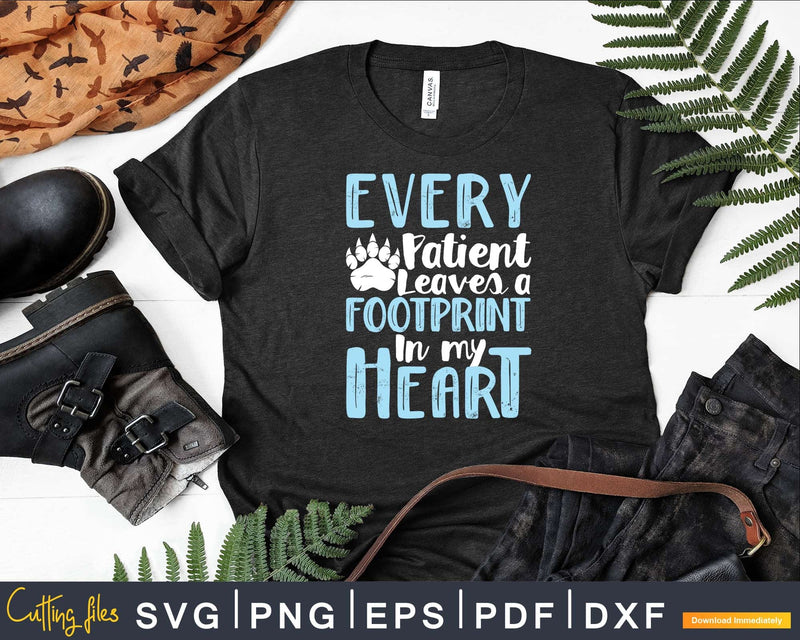 Leaves Footprint In My Heart Design Vet Tech Svg Print