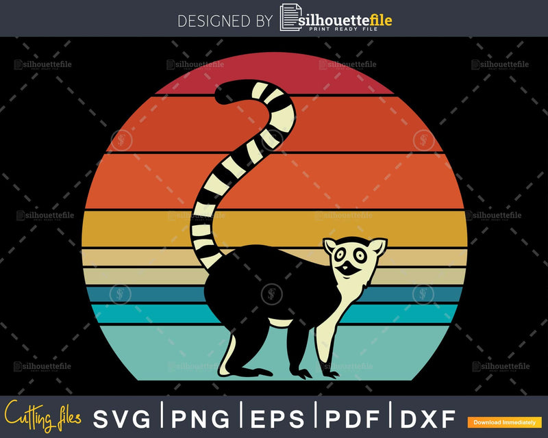 Lemur Retro Style craft cut svg png digital cutting file