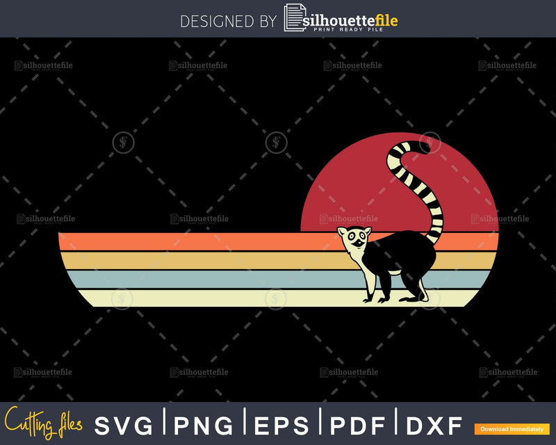 Lemur Retro vintage Style cricut cut svg png dxf cutting