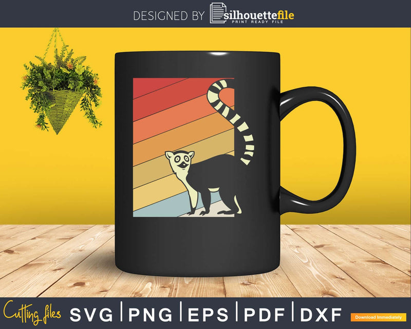 Lemur Retro vintage Style cricut cut svg png silhouette