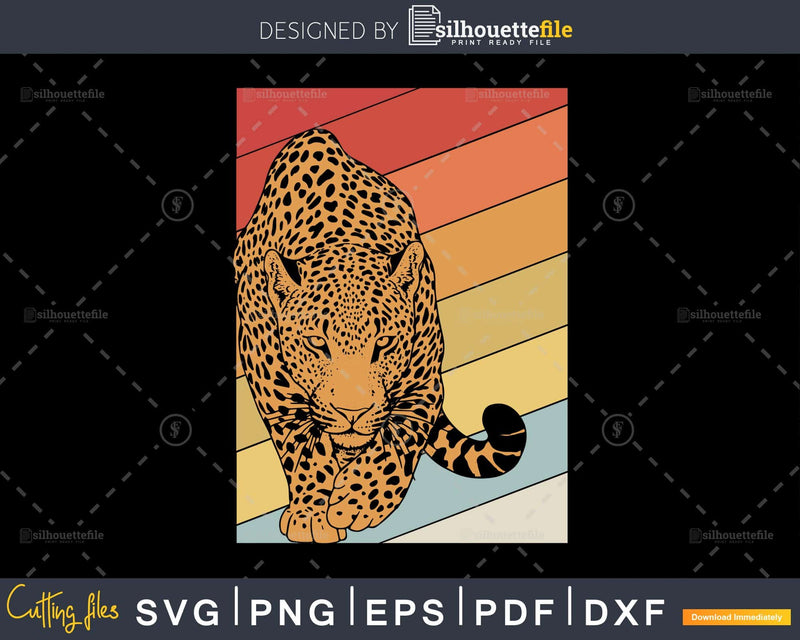 Leopard Retro vintage Style cricut cut svg png silhouette