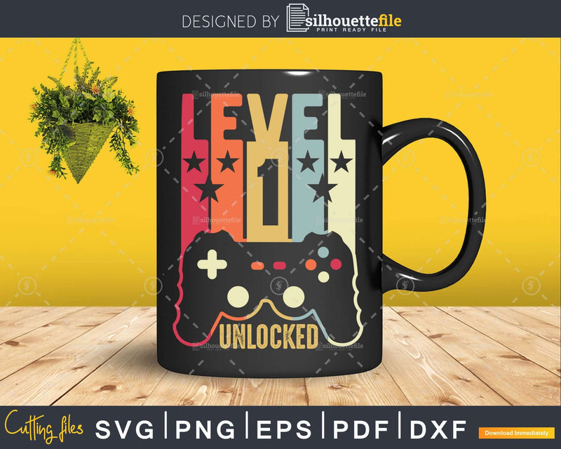 Level 1 Unlocked Official Teenager 1st Birthday Gamer Svg