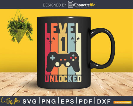 Level 1 Unlocked Video Gamer 1st Birthday Svg Design Cut