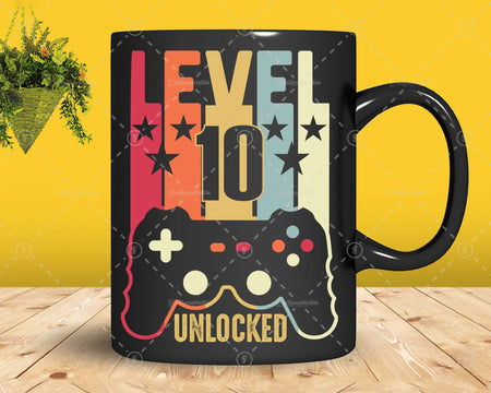 Level 10 Unlocked Official Teenager 10th Birthday Gamer Svg