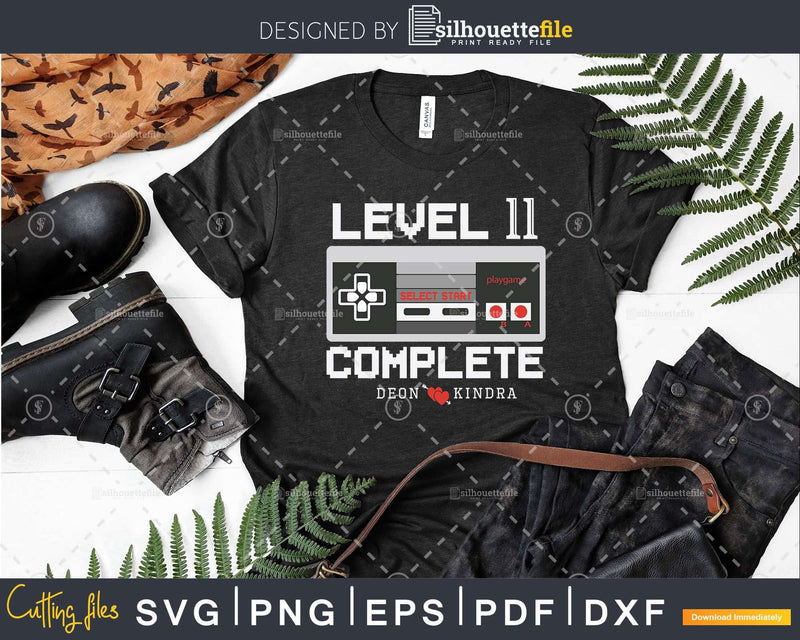Level 11 Complete 11th Wedding Anniversary Svg Png T-shirt