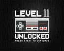 Level 11 Unlocked 11th Birthday Video Gamer Svg Png T-shirt
