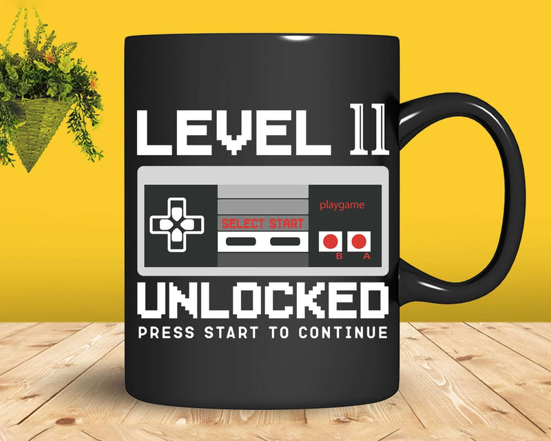 Level 11 Unlocked 11th Birthday Video Gamer Svg Png T-shirt