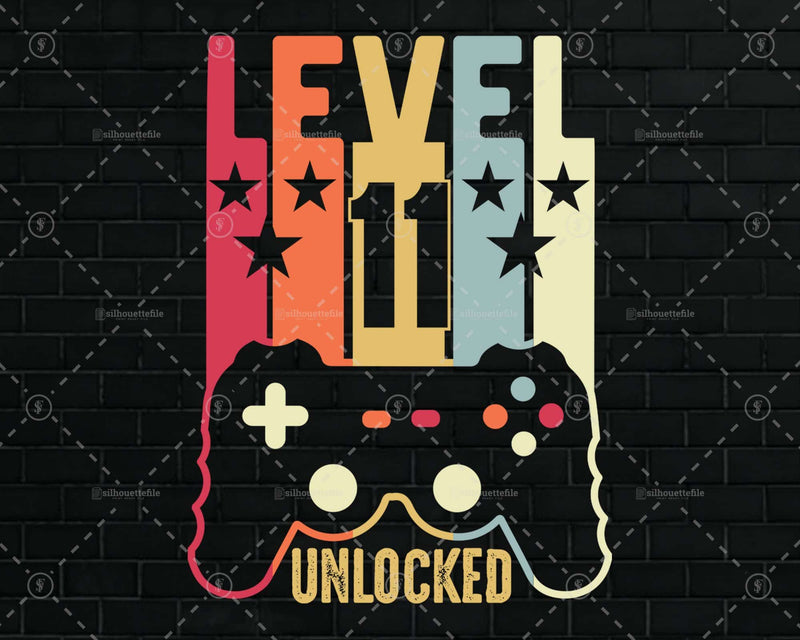 Level 11 Unlocked Official Teenager 11th Birthday Gamer Svg